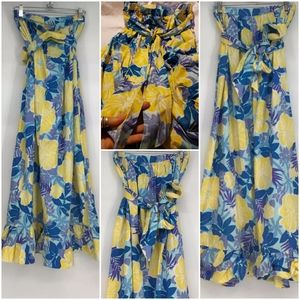 Lily Pulitzer Party Maxi Poppy Skirt Nassau Blue & Yellow Size 6